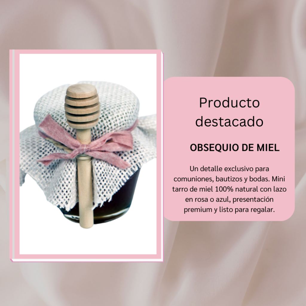 Obsequio de miel 120g rosa: detalle de comunión
