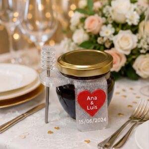 Tarro de miel personalizado para boda – Transparente